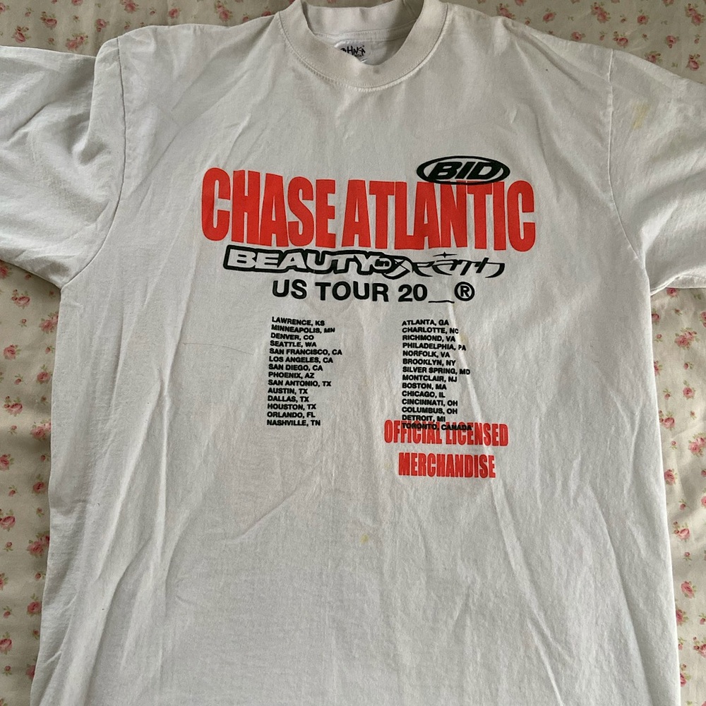 Chase Atlantic Beauty in Death Tour Graphic Shirt with Cold Nights Bag